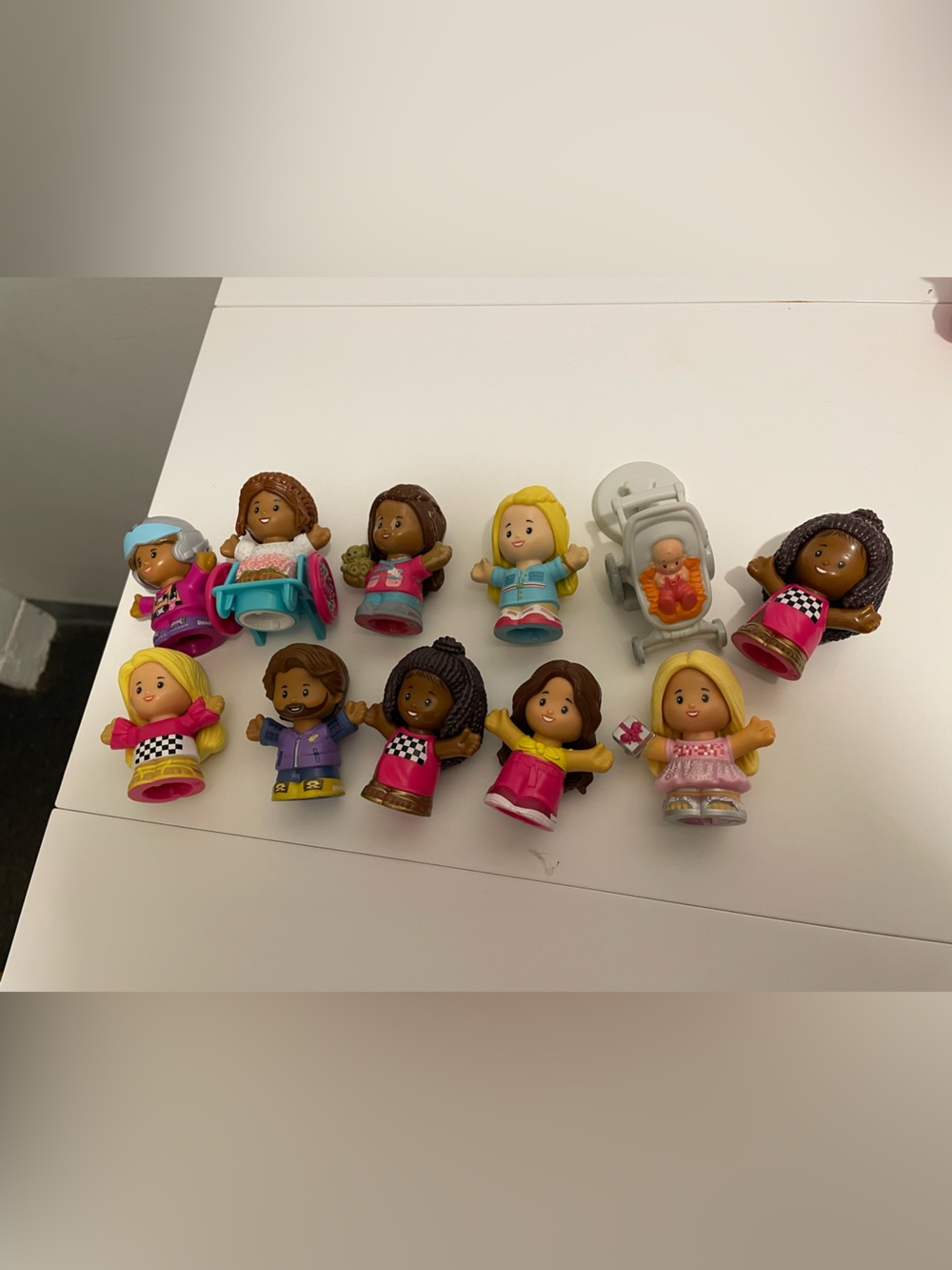 Fisher Price Brand Little People Lot of 10 Barbie Wheelchair Stroller Figure Toy